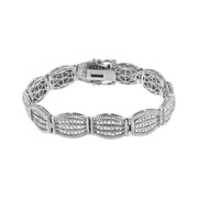 Bids.com .925 Sterling Silver 3.0 Cttw Prong Set Diamond Art Deco Style Tennis Bracelet (I-J Color, I2-I3 Clarity) - 7.25" Bracelets White Smoke White.Sterling Silver / 7.25