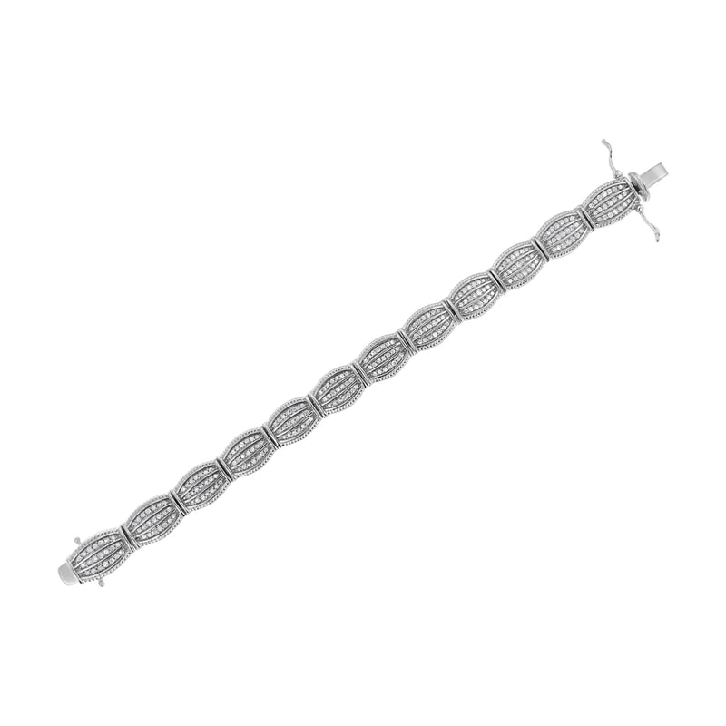 Bids.com .925 Sterling Silver 3.0 Cttw Prong Set Diamond Art Deco Style Tennis Bracelet (I-J Color, I2-I3 Clarity) - 7.25" Bracelets White Smoke White.Sterling Silver / 7.25