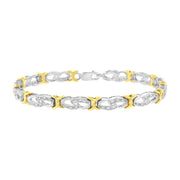 Bids.com 10k Yellow Gold Plated Sterling Silver 1/4 cttw Diamond Infinity and X Link Bracelet (I-J Clarity, I2-I3 Color) - Size 7.25" Bracelets White Smoke YellowWhite.Sterling Silver / 7.25