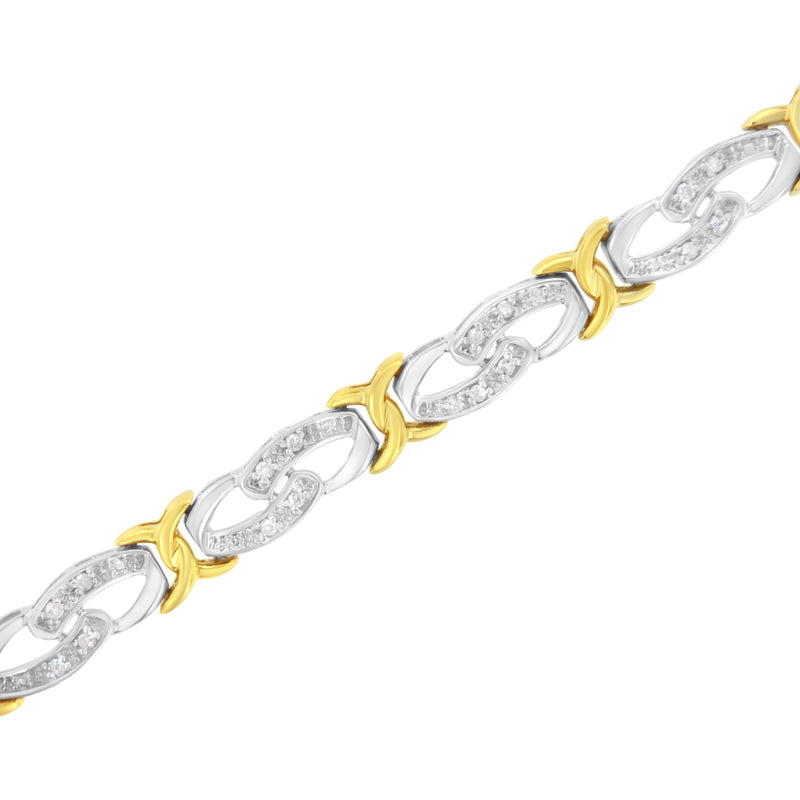 Bids.com 10k Yellow Gold Plated Sterling Silver 1/4 cttw Diamond Infinity and X Link Bracelet (I-J Clarity, I2-I3 Color) - Size 7.25" Bracelets White Smoke YellowWhite.Sterling Silver / 7.25