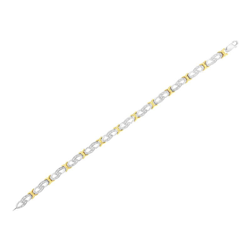 Bids.com 10k Yellow Gold Plated Sterling Silver 1/4 cttw Diamond Infinity and X Link Bracelet (I-J Clarity, I2-I3 Color) - Size 7.25" Bracelets White Smoke YellowWhite.Sterling Silver / 7.25