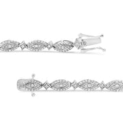 Bids.com .925 Sterling Silver 1/2 Cttw Diamond Alternating Marquise and Starburst Shaped Link Bracelet (I-J Color, I2-I3 Clarity) - 7.25" Bracelets White Smoke White.Sterling Silver / 7.25