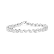 Bids.com .925 Sterling Silver 1/2 Cttw Round Diamond Halo S-Link Bracelet (I-J Color, I2-I3 Clarity) - 7.25" Bracelets White Smoke White.Sterling Silver / 7.25