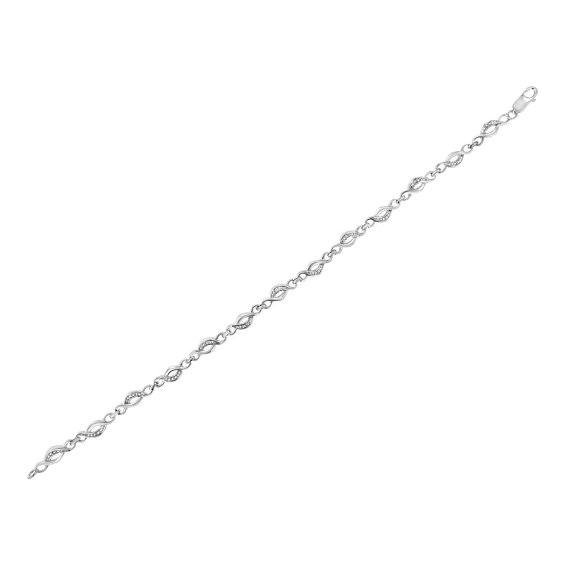 Bids.com .925 Sterling Silver Prong Set Diamond Accent Curved Spiral Link Bracelet (I-J Color, I3 Clarity) - 7.25" Bracelets White Smoke White.Sterling Silver / 7.25