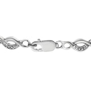 Bids.com .925 Sterling Silver Prong Set Diamond Accent Curved Spiral Link Bracelet (I-J Color, I3 Clarity) - 7.25" Bracelets White Smoke White.Sterling Silver / 7.25