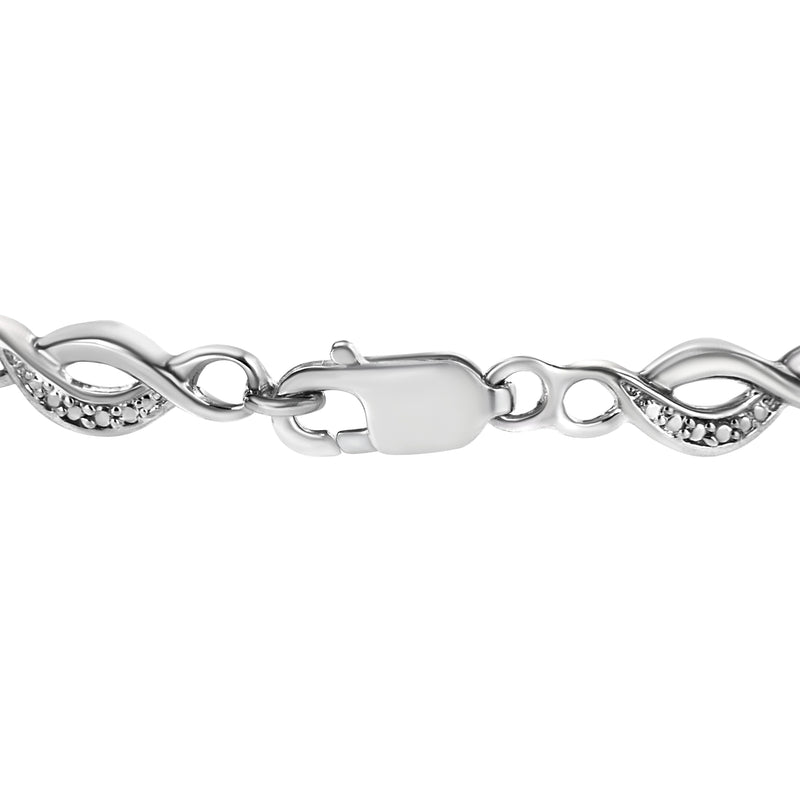 Bids.com .925 Sterling Silver Prong Set Diamond Accent Curved Spiral Link Bracelet (I-J Color, I3 Clarity) - 7.25" Bracelets White Smoke White.Sterling Silver / 7.25