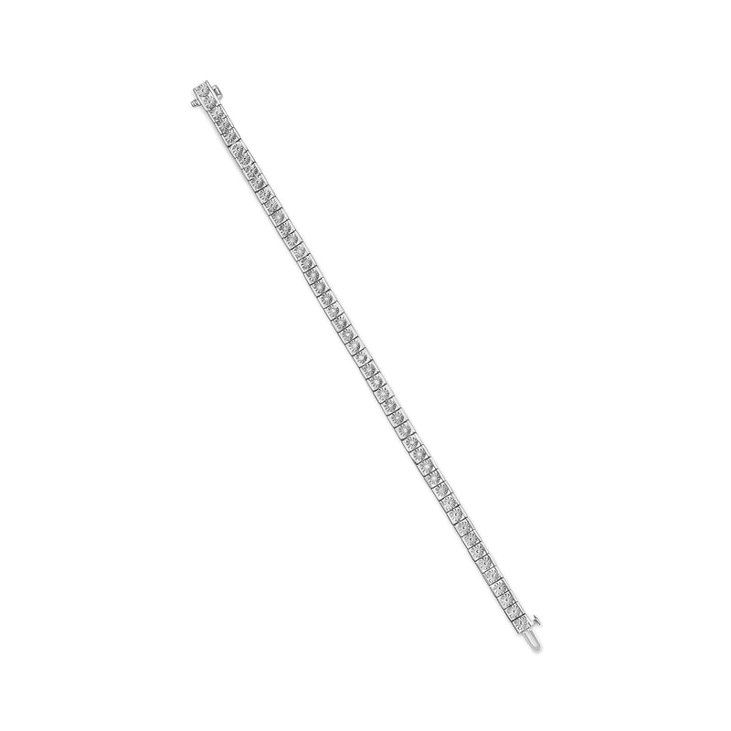 Bids.com .925 Sterling Silver 1/4 Cttw Miracle Set Diamond and Bead Link 7.25" Tennis Bracelet (I-J Color, I2-I3 Clarity) Bracelets White Smoke White.Sterling Silver / 7.25