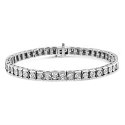 Bids.com .925 Sterling Silver Miracle Set Diamond Accent Classic Tennis Bracelet (I-J Color, I2-I3 Clarity) - 7.25" Bracelets White Smoke White.Sterling Silver / 7.25