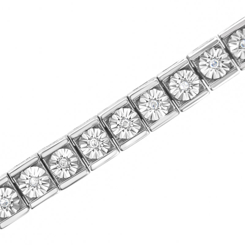 Bids.com .925 Sterling Silver Miracle Set Diamond Accent Classic Tennis Bracelet (I-J Color, I2-I3 Clarity) - 7.25" Bracelets White Smoke White.Sterling Silver / 7.25
