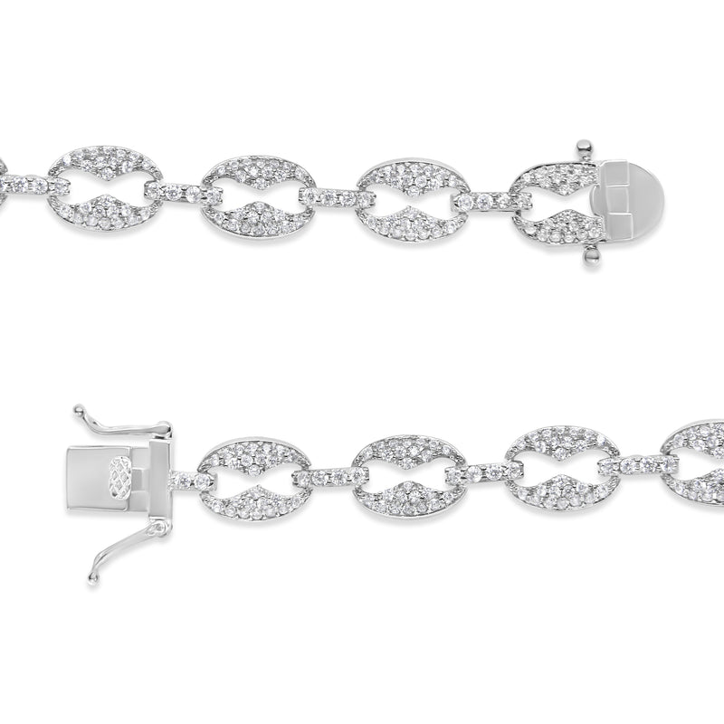 Bids.com 14K White Gold 1 1/2 Cttw Round Diamond Set Link Bracelet (I-J Color, I1-I2 Clarity) - 7" Bracelets White Smoke White.Gold / 7