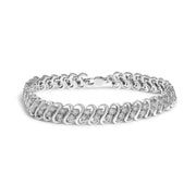 Bids.com .925 Sterling Silver 1/2 Cttw Diamond Double Row S-Link Bracelet (I-J Color, I2-I3 Clarity) - 7.5" Inches Bracelets White Smoke White.Sterling Silver / 7.5