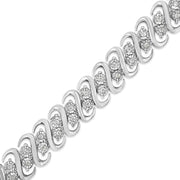 Bids.com .925 Sterling Silver 1/2 Cttw Diamond Double Row S-Link Bracelet (I-J Color, I2-I3 Clarity) - 7.5" Inches Bracelets White Smoke White.Sterling Silver / 7.5