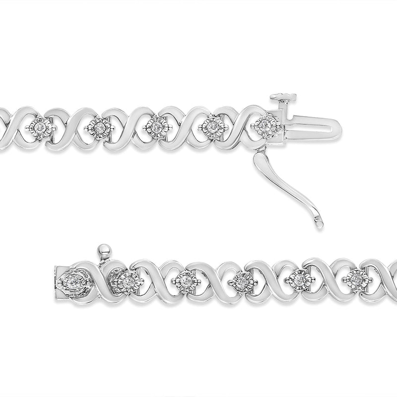 Bids.com .925 Sterling Silver 1/3 Cttw Miracle Plate Round-Cut Diamond Infinity Link Bracelet  (I-J Color, I3 Clarity)  - Size 7.25" Bracelets White Smoke White.Sterling Silver / 7.25