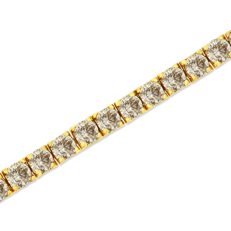 Bids.com 14K Yellow Gold Plated .925 Sterling Silver 8.0 Cttw Diamond Classic Link Tennis Bracelet (K-L Color, I2-I3 Clarity) - 7-1/4" Bracelets White Smoke Yellow.Sterling Silver / 7.25