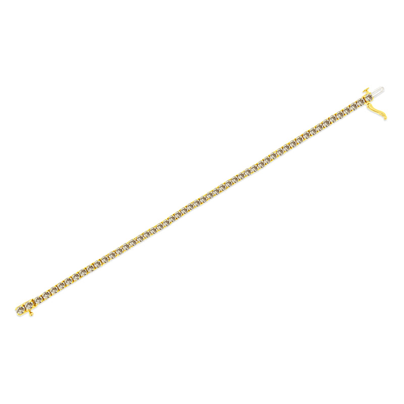 Bids.com 14K Yellow Gold Plated .925 Sterling Silver 8.0 Cttw Diamond Classic Link Tennis Bracelet (K-L Color, I2-I3 Clarity) - 7-1/4" Bracelets White Smoke Yellow.Sterling Silver / 7.25