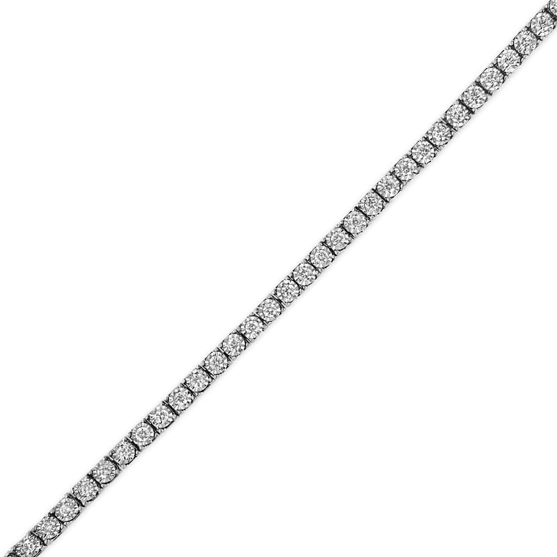 Bids.com 14K White Gold 1.0 Cttw Miracle Set Round-Cut Lab Grown Diamond Illusion Tennis Bracelet (F-G Color, VS2-SI1 Clarity) Size 7" Bracelets White Smoke White.Gold / 7