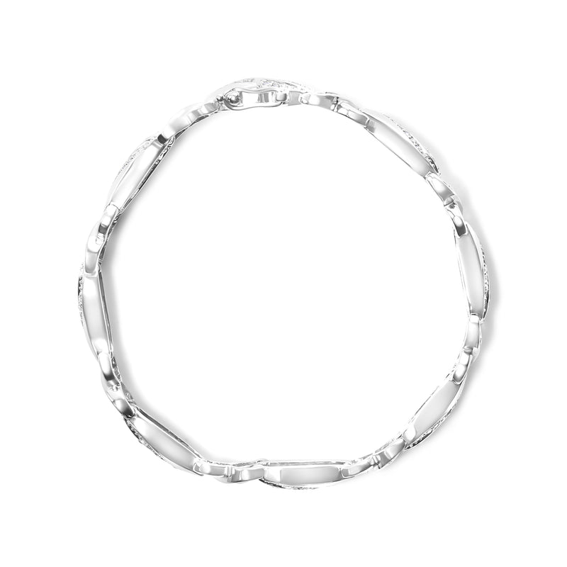 Bids.com .925 Sterling Silver 1 3/4 Cttw Diamond Wave and X Link Tennis Bracelet (I-J Color, I3 Clarity) - 7" Bracelets White Smoke White.Sterling Silver / 7.25