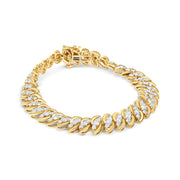 Bids.com 10K Yellow Gold 5.0 Cttw Diamond Double Row S-Link Cuban Bracelet (J-K Color, I2-I3 Clarity) - 7.25" Inches Bracelets White Smoke Yellow.Gold / 7.25