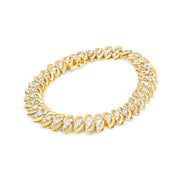 Bids.com 10K Yellow Gold 5.0 Cttw Diamond Double Row S-Link Cuban Bracelet (J-K Color, I2-I3 Clarity) - 7.25" Inches Bracelets White Smoke Yellow.Gold / 7.25