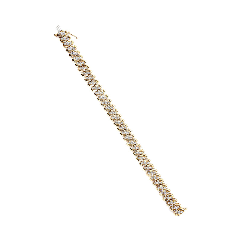 Bids.com 10K Yellow Gold 5.0 Cttw Diamond Double Row S-Link Cuban Bracelet (J-K Color, I2-I3 Clarity) - 7.25" Inches Bracelets White Smoke Yellow.Gold / 7.25