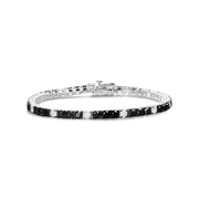 Bids.com .925 Sterling Silver 3.0 Cttw Black and White Diamond Tennis Bracelet (I-J Color, I2-I3 Clarity) - 7.25" Inches Bracelets White Smoke White.Sterling Silver / 7.25 / 8