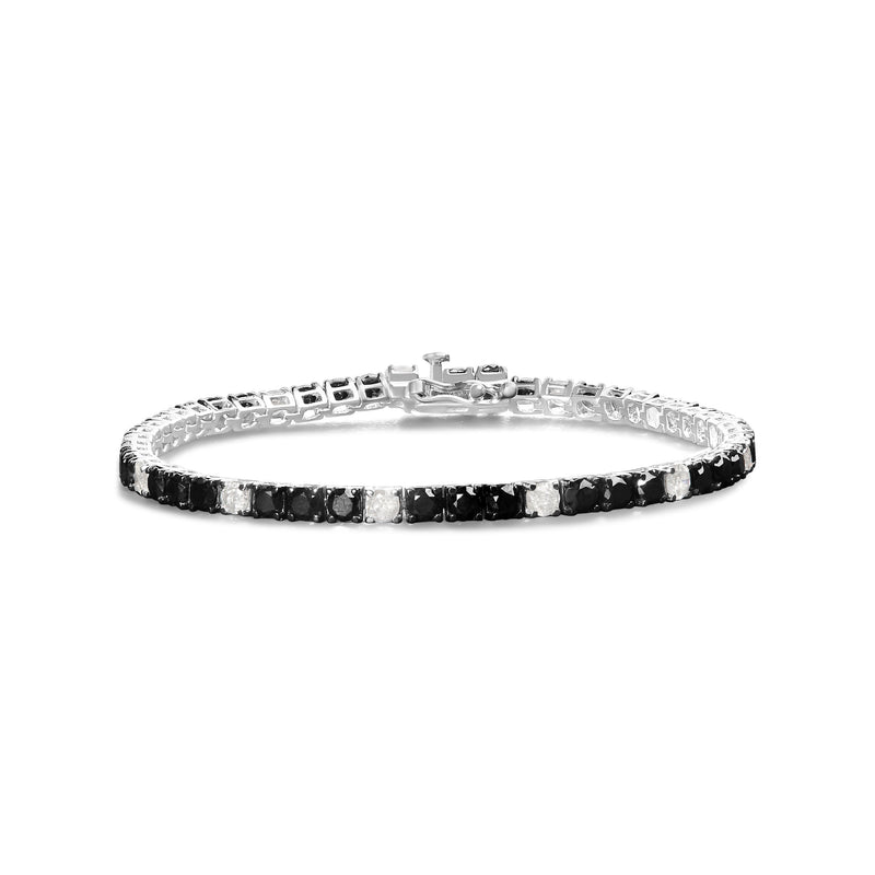 Bids.com .925 Sterling Silver 3.0 Cttw Black and White Diamond Tennis Bracelet (I-J Color, I2-I3 Clarity) - 7.25" Inches Bracelets White Smoke White.Sterling Silver / 7.25 / 8