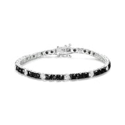 Bids.com .925 Sterling Silver 3.0 Cttw Black and White Diamond Tennis Bracelet (I-J Color, I2-I3 Clarity) - 7.25" Inches Bracelets White Smoke White.Sterling Silver / 7.25 / 10