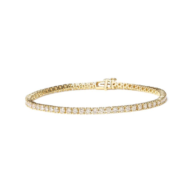 Bids.com 14K Yellow Gold 6.0 Cttw Classic 4 Prong Set Round Brilliant Cut Diamond Tennis Bracelet (K-L Color, VS2-SI1 Clarity) - 7.25" Bracelets White Smoke Yellow.Gold / 7.25