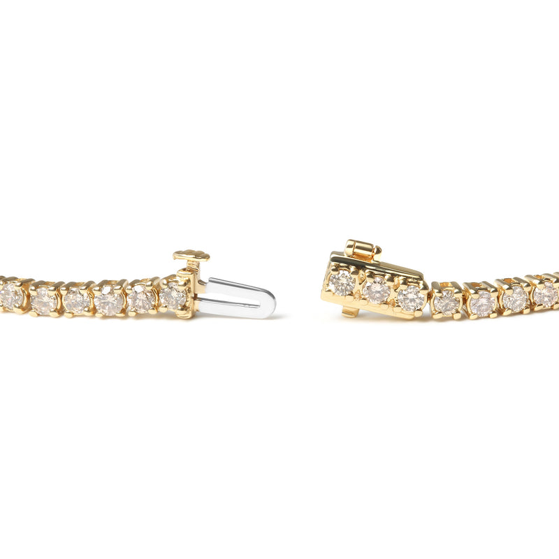 Bids.com 14K Yellow Gold 6.0 Cttw Classic 4 Prong Set Round Brilliant Cut Diamond Tennis Bracelet (K-L Color, VS2-SI1 Clarity) - 7.25" Bracelets White Smoke Yellow.Gold / 7.25
