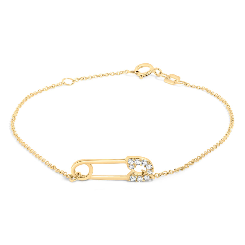 Bids.com 10K Yellow Gold 1/10 Cttw Diamond Paperclip Charm Adjustable Link Bracelet  (I-J Color, I1-I2 Clarity) - 7.25 Inch Bracelets White Smoke Yellow.Gold / 7.25