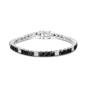 Bids.com .925 Sterling Silver 3.0 Cttw Black and White Diamond Tennis Bracelet (I-J Color, I2-I3 Clarity) - 7.25" Inches Bracelets White Smoke White.Sterling Silver / 7.25 / 12