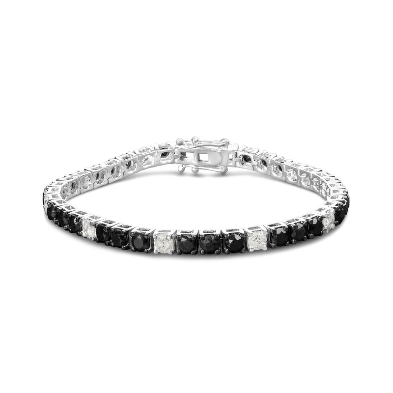 Bids.com .925 Sterling Silver 3.0 Cttw Black and White Diamond Tennis Bracelet (I-J Color, I2-I3 Clarity) - 7.25" Inches Bracelets White Smoke White.Sterling Silver / 7.25 / 12