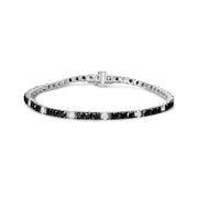 Bids.com .925 Sterling Silver 3.0 Cttw Black and White Diamond Tennis Bracelet (I-J Color, I2-I3 Clarity) - 7.25" Inches Bracelets White Smoke White.Sterling Silver / 7.25 / 5
