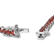 Bids.com .925 Sterling Silver 10.0 Cttw Created Orange Garnet Tennis Bracelet - 7.25" Bracelets White Smoke White.Sterling Silver / 7.25