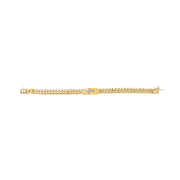 Bids.com 14K Yellow Gold Plated .925 Sterling Silver Diamond Accent Inlaid Cross Cuban Link Bracelet (I-J Color, I3 Clarity)-  7.25" Bracelets Seashell Yellow.Sterling Silver / 7.25