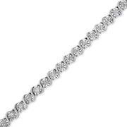 Bids.com 14K White Gold 1.00 Cttw Lab Grown Diamond Round Miracle Plate and "S" Link Tennis Bracelet (F-G Color, VS2-SI1 Clarity) Size 7" Bracelets White Smoke White.Gold / 7