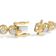 Bids.com 14K Yellow Gold Plated .925 Sterling Silver 3 9/10 Cttw Diamond Buttercup Style Tennis Bracelet Bracelets White Smoke Yellow.Sterling Silver / 7