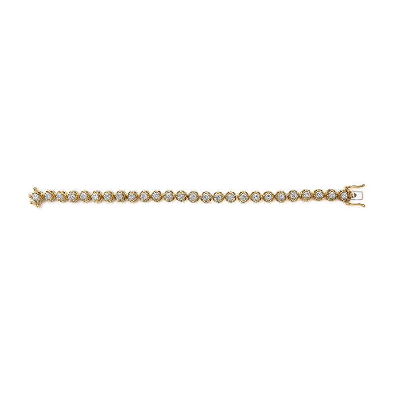 Bids.com 14K Yellow Gold Plated .925 Sterling Silver 3 9/10 Cttw Diamond Buttercup Style Tennis Bracelet Bracelets White Smoke Yellow.Sterling Silver / 7