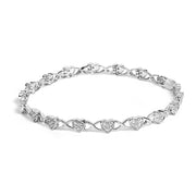 Bids.com .925 Sterling Silver Diamond Accent Heart Link Bracelet (I-J Color, I3 Clarity) - 7.25" Bracelets White Smoke White.Sterling Silver / 7.25