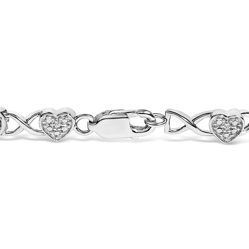 Bids.com .925 Sterling Silver Diamond Accent Heart Link Bracelet (I-J Color, I3 Clarity) - 7.25" Bracelets White Smoke White.Sterling Silver / 7.25