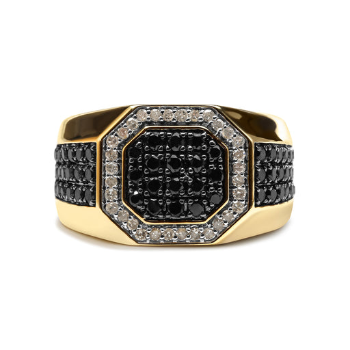 Bids.com Men's 10K Yellow Gold 1 1/4 Cttw White and Treated Black Diamond Octagonal Halo Band Ring (I-J Color, I2-I3 Clarity) - Ring Size 10 Rings White Smoke 9 / Yellow.Gold,11 / Yellow.Gold,12 / Yellow.Gold,10 / Yellow.Gold,8 / Yellow.Gold