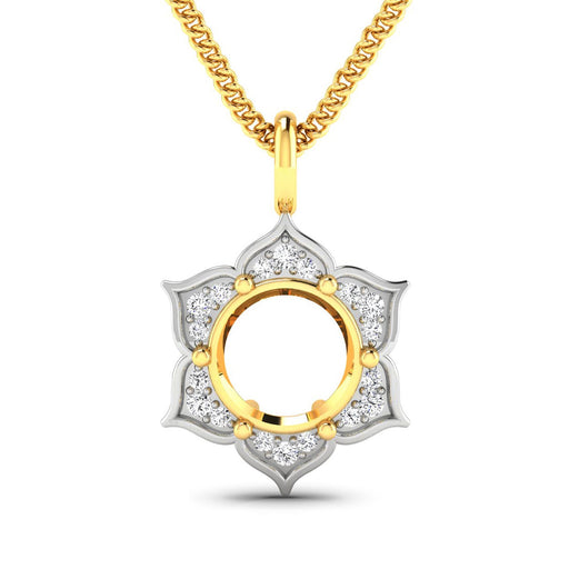 Bids.com 0.14 Carat Genuine White Diamond 14K Yellow Gold Semi Mount Pendant - holds 8.00mm Round Gemstone Pendants White Smoke