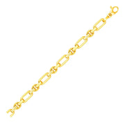 Bids.com 14k Yellow Gold Polished and Textured Link Bracelet Bracelets White Smoke 7.5 / Yellow Gold