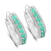 Bids.com 3.42 Carat Genuine Emerald and White Diamond .925 Sterling Silver Earrings Earrings White Smoke