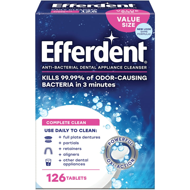 Efferdent Efferdent Denture & Retainer Cleanser, Antibacterial, Complete Clean, Tablets, Value Size Dentures White Smoke