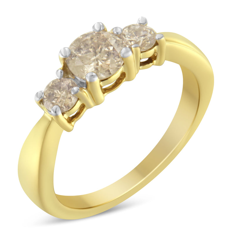 Bids.com 10K Yellow Gold Three Stone Diamond Band Ring (1.00 cttw, J-K Color, I2-I3 Clarity) Rings White Smoke 7 / Yellow.Gold,6 / Yellow.Gold,8 / Yellow.Gold,7.75 / Yellow.Gold,7.5 / Yellow.Gold,7.25 / Yellow.Gold,6.75 / Yellow.Gold,6.5 / Yellow.Gold,6.25 / Yellow.Gold
