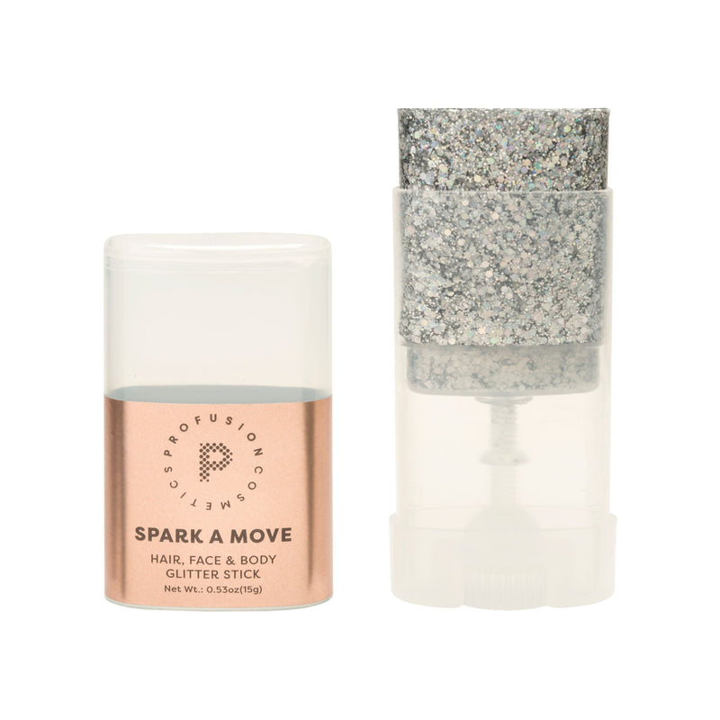 Profusion Cosmetics Spark-A-Move Face & Body Glitter Stick Light Gray Moonwalk,Shimmy,Shuffle
