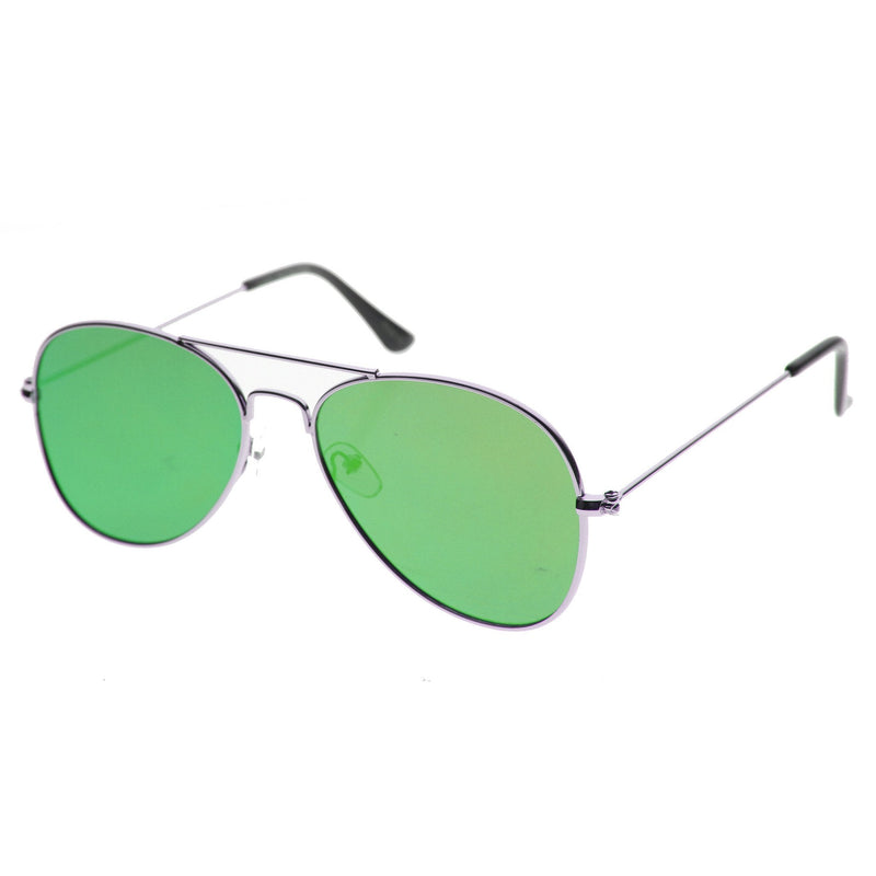 zeroUV Modern Flat Lens Wire Metal Aviator Sunglasses A174 Sunglasses White Smoke Silver Green,Silver Blue,Silver Orange,Silver Pink,Silver Silver