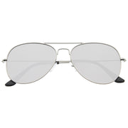 zeroUV Modern Flat Lens Wire Metal Aviator Sunglasses A174 Sunglasses Light Gray Silver Silver
