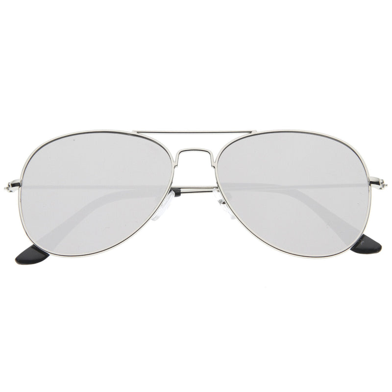 zeroUV Modern Flat Lens Wire Metal Aviator Sunglasses A174 Sunglasses Light Gray Silver Silver